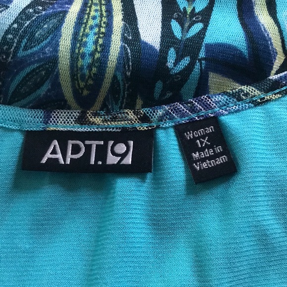 APT.9 Cartina Blu lined ruffled layers cap sleeve round neck shirt brand new - Picture 4 of 10